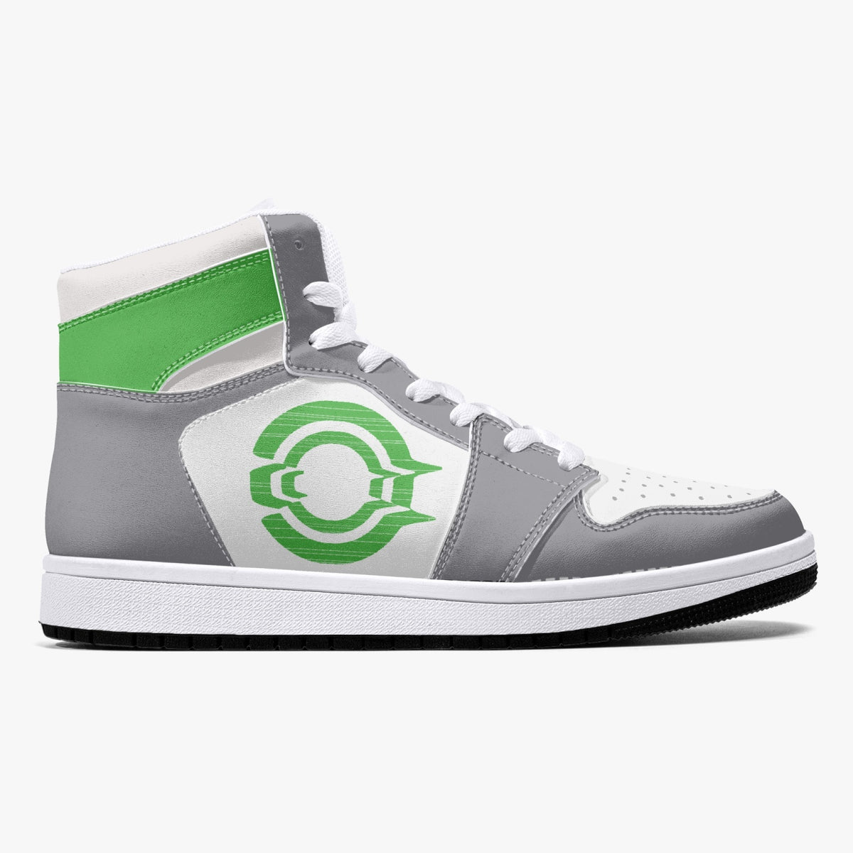 OOTAMAWAE Original Brand High-Top Leather Sneakers - Grey Green logo KilyClothing