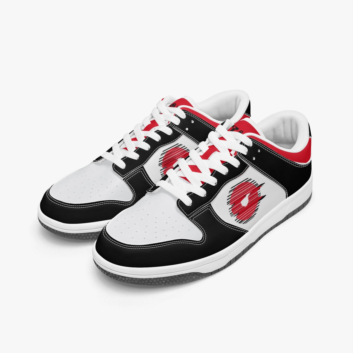 Ootamawae Dunk Stylish Low-Top Leather Sneakers Red & Black KilyClothing