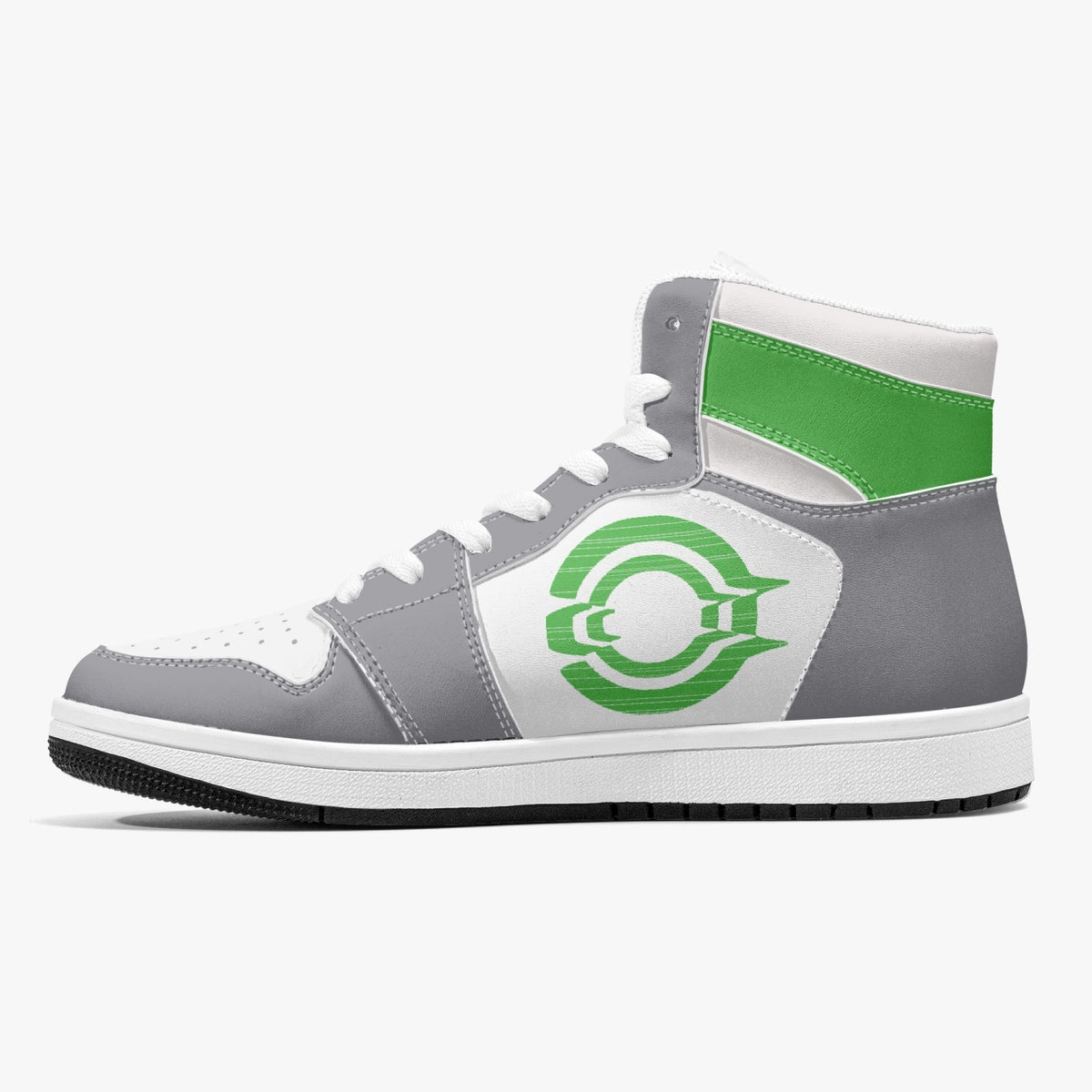 OOTAMAWAE Original Brand High-Top Leather Sneakers - Grey Green logo KilyClothing