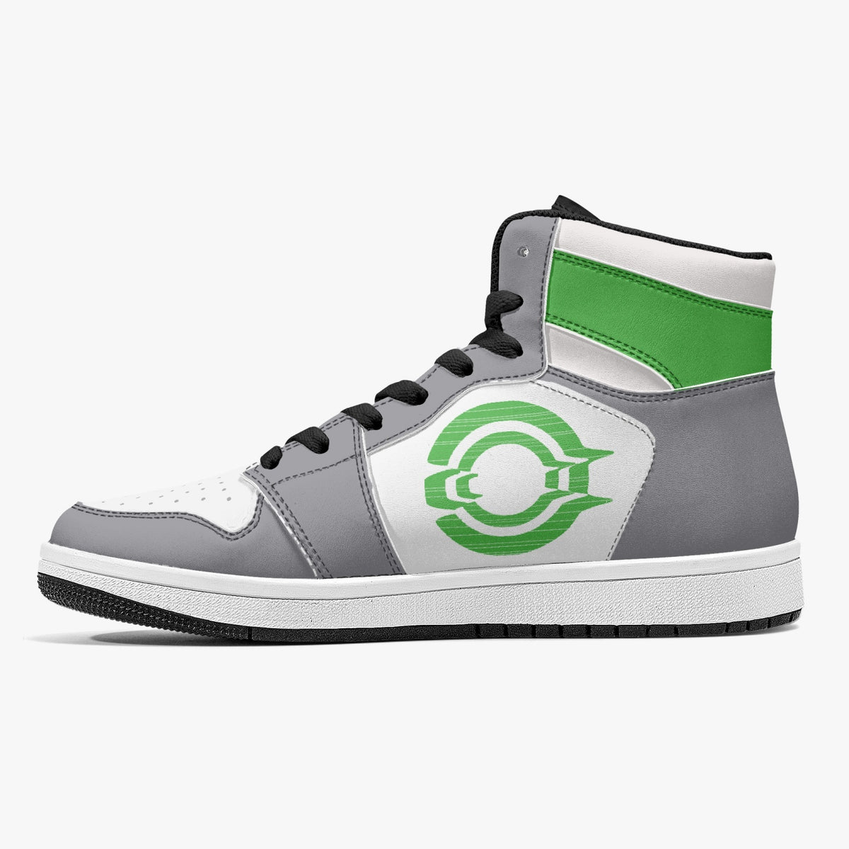 OOTAMAWAE Original Brand High-Top Leather Sneakers - Grey Green logo KilyClothing