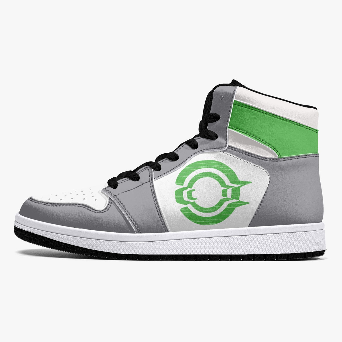 OOTAMAWAE Original Brand High-Top Leather Sneakers - Grey Green logo KilyClothing