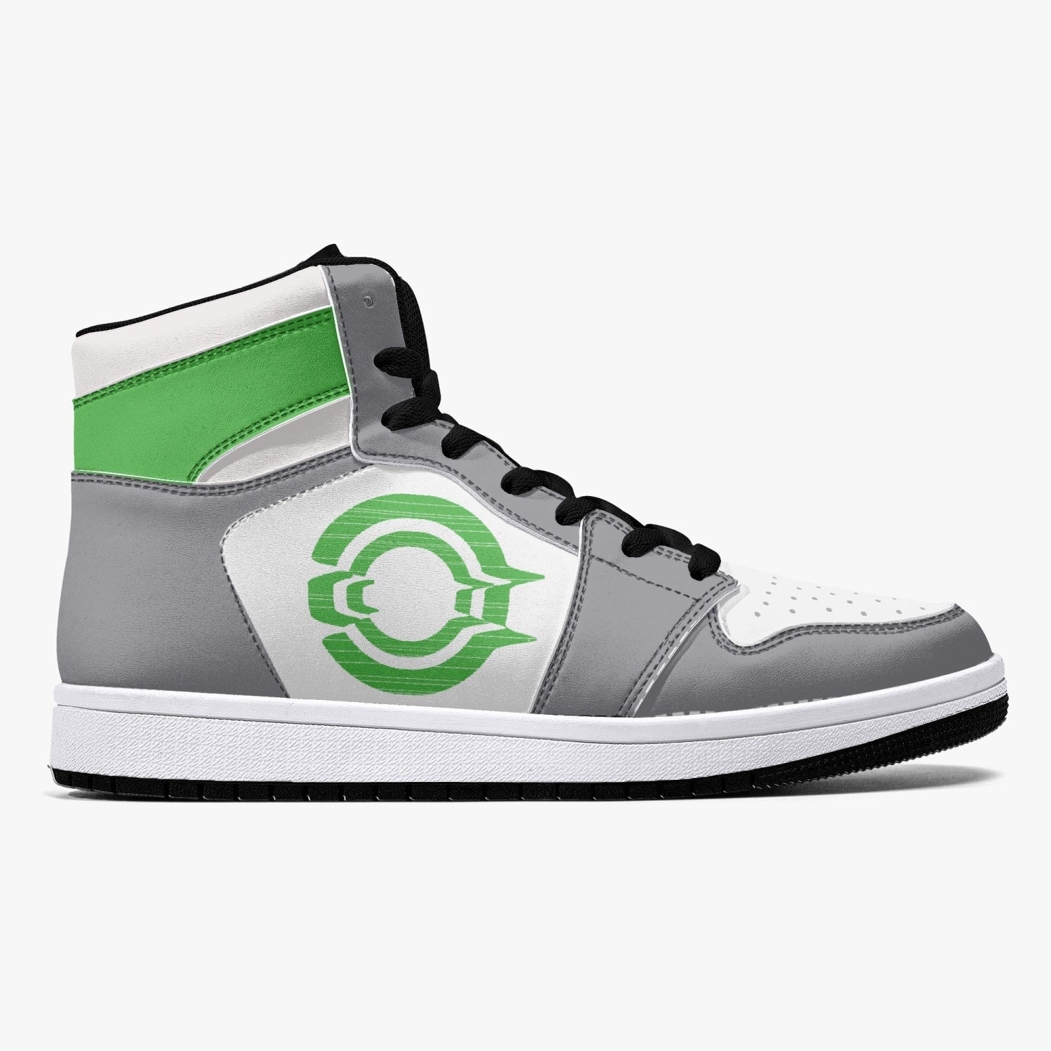 OOTAMAWAE Original Brand High-Top Leather Sneakers - Grey Green logo KilyClothing