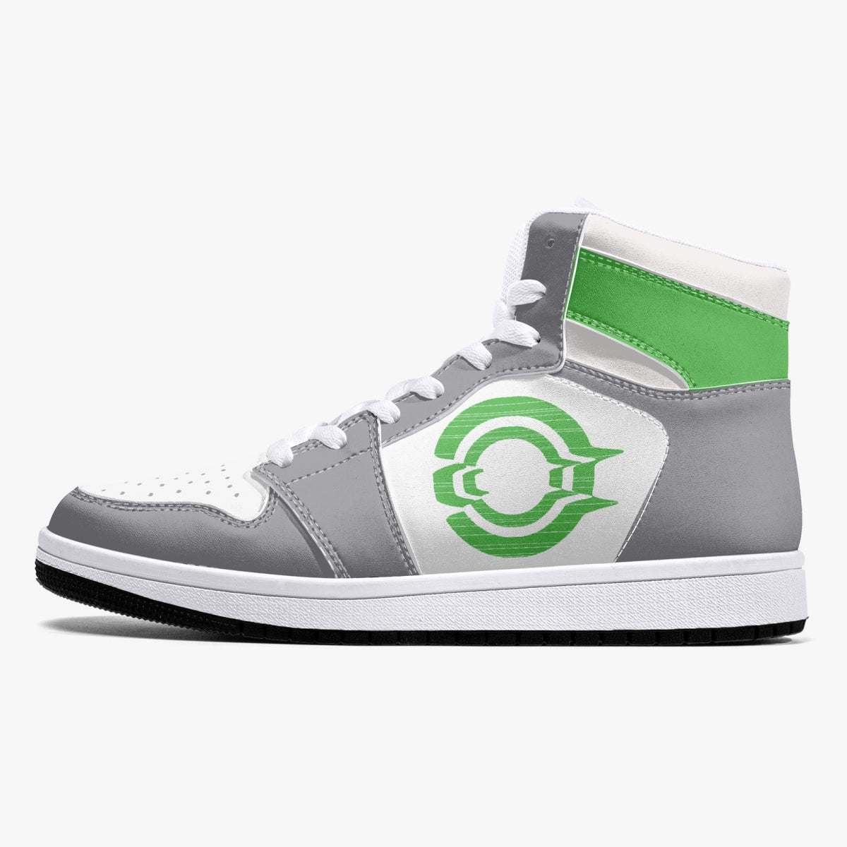 OOTAMAWAE Original Brand High-Top Leather Sneakers - Grey Green logo KilyClothing