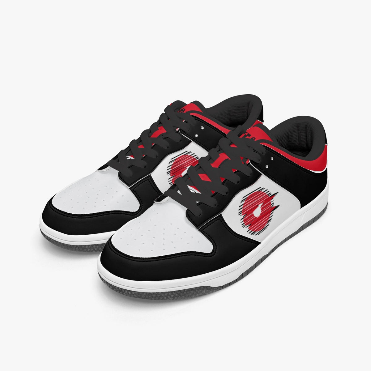 Ootamawae Dunk Stylish Low-Top Leather Sneakers Red & Black KilyClothing