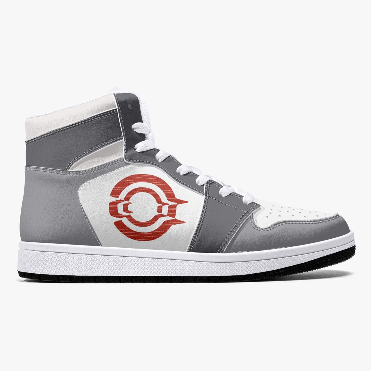 OOTAMAWAE Original Brand High-Top Leather Sneakers - Grey Red Logo KilyClothing