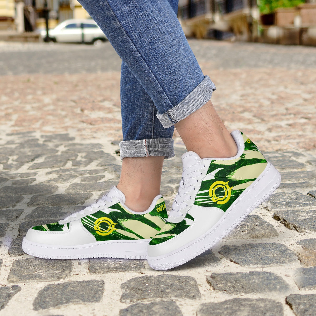 OOTAMAWAE Original Brand  Low-Top Leather Sports Sneakers AIR Green Yellow Cloud KilyClothing