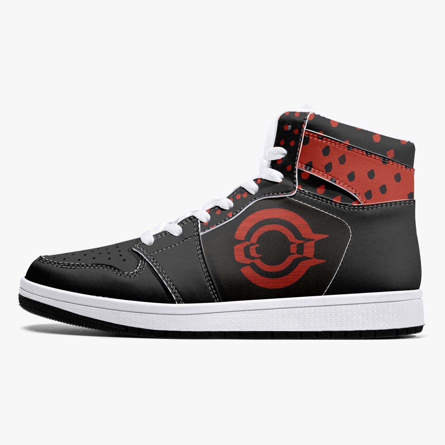 OOTAMAWAE Original Brand High-Top Leather Sneakers - Black $ Red Dots KilyClothing