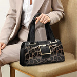 Genuine Leather Women's Bag, Leopard Pattern Shoulder Bag Cowhide Handbag KilyClothing