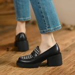 Platform Genuine Leather Chunky Heels Pumps Spring Summer Party Basic Shoes KilyClothing