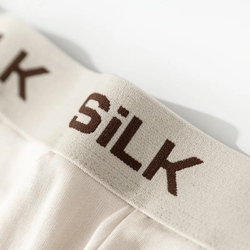 MEN Boxer Shorts 100%Natural Silk Healthy Solid Panties Natural Fabric Underwear
