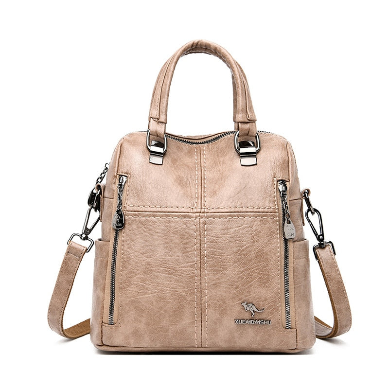 Quality Leather Backpack Women Shoulder Bag Multifunction Travel Bagpack KilyClothing