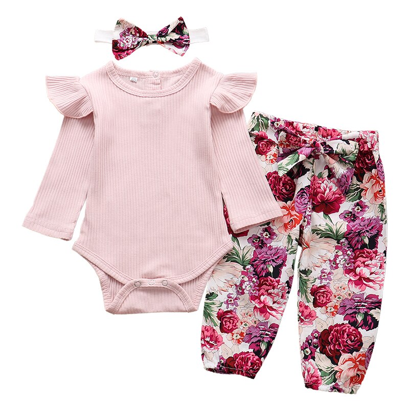 Sets Fashion Toddler Outfits Long Sleeve Tops Flower Pants Headband Cute 3Pcs Newborn Infant Clothing KilyClothing