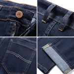 Dark Blue Straight-leg Brand Jeans Classic Style Business Casual Cotton Stretch Denim Pants KilyClothing