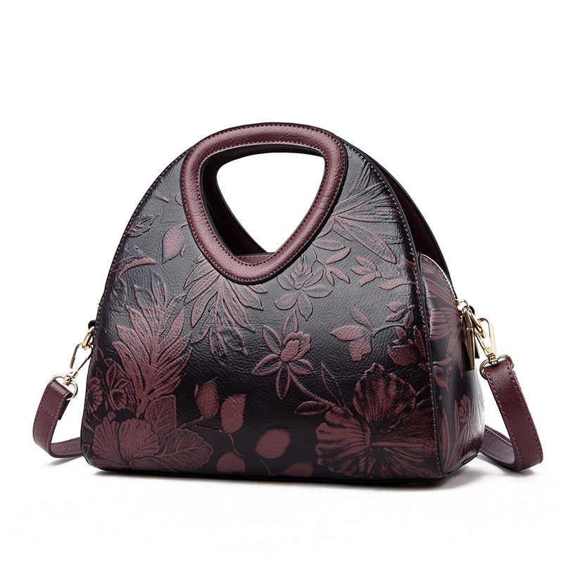 Leather Handbags Female Ladies Hand Hobos Bag Mother Shoulder Bag Chinese Style Crossbody KilyClothing