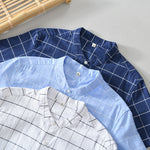 Pure cotton plaid shirt men short-sleeved brand plaid  casual KilyClothing