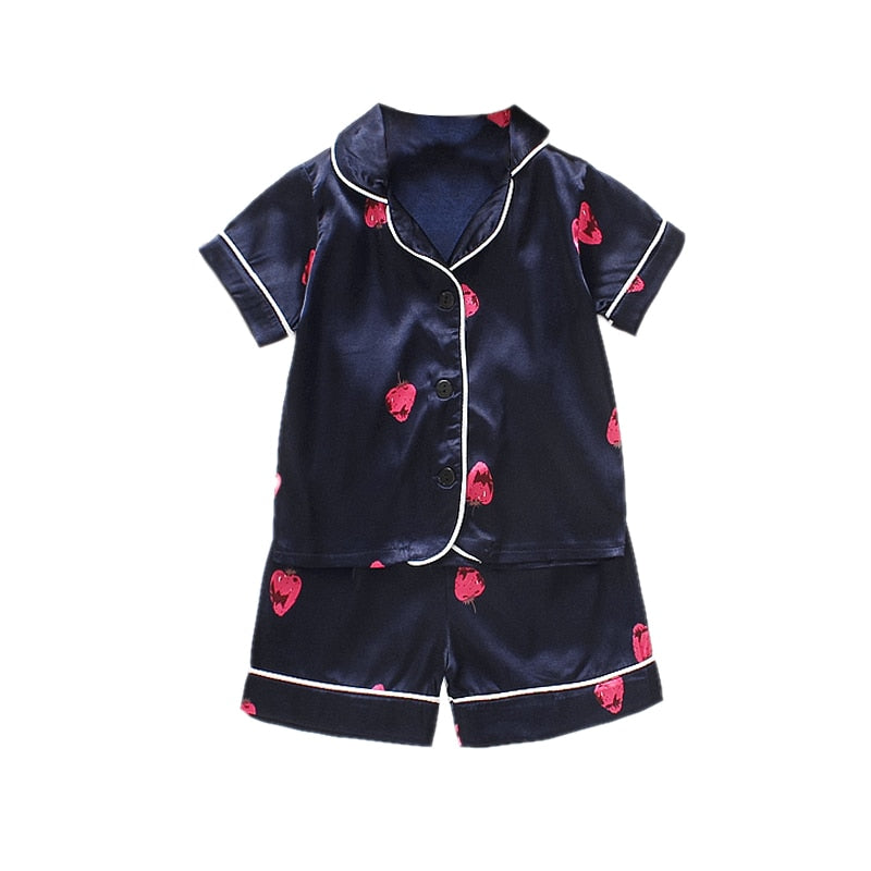 Toddler Silk Satin Pajamas Sleepwear Nightwear Suit Unisex KilyClothing