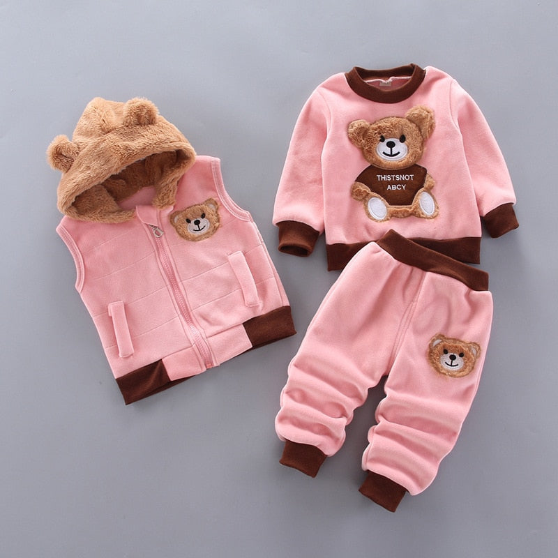 Unisex Clothing Set Hooded Outerwear Tops Pants 3PCS Outfits Kids Toddler Warm KilyClothing