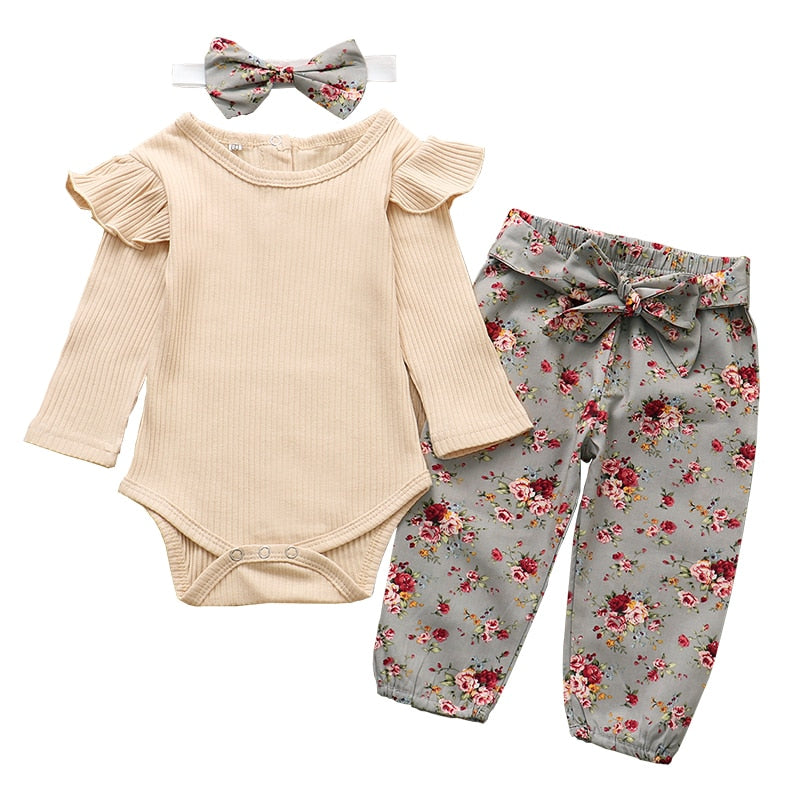 Sets Fashion Toddler Outfits Long Sleeve Tops Flower Pants Headband Cute 3Pcs Newborn Infant Clothing KilyClothing