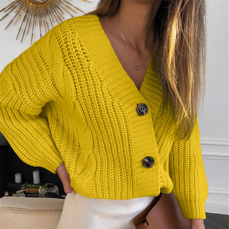 Knit Sweater Women Autumn Female Casual Long Sleeve Button Cardigan Knitted Sweaters Coat Femme Winter Warm Clothes KilyClothing