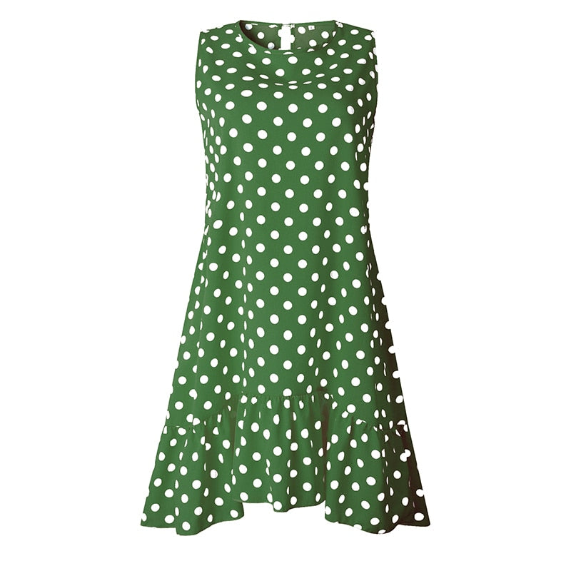 Dress Polka Dot Chiffon Sleeveless Beach Mini Casual Sundress KilyClothing