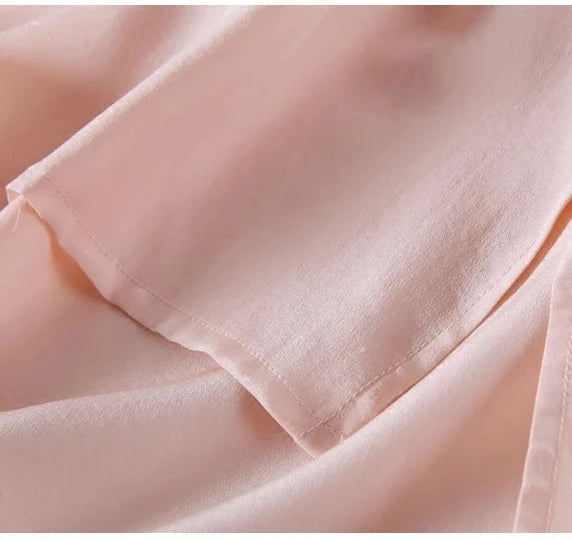 Summer Casual 100% Natural Silk V-Neck Blouse Cross-Neck Kimono Collar Short-Sleeved Shirt KilyClothing