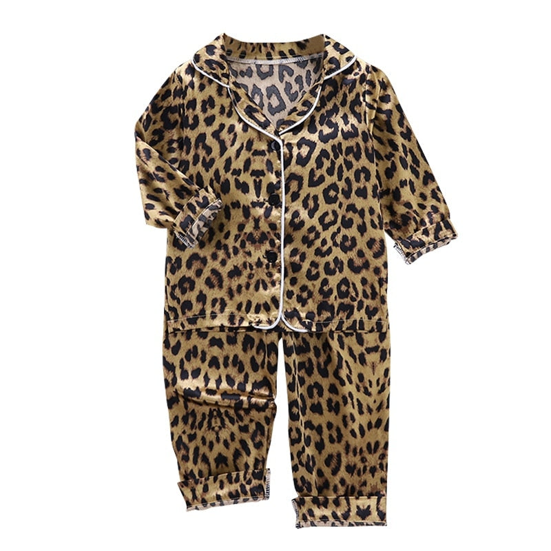 Toddler Silk Satin Pajamas Sleepwear Nightwear Suit Unisex KilyClothing