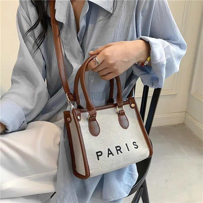 French Style Canvas Large Tote Handbags, Trend Luxury Designer Small Ladies Shoulder Crossbody Bags KilyClothing