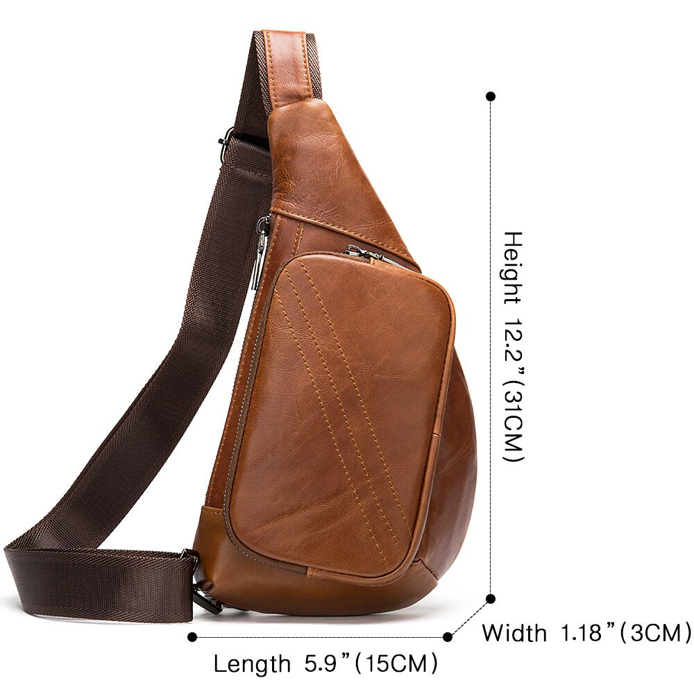 Men's Genuine Leather Chest Pack Man Sling Messenger Bags Belt Small Crossbody Bags KilyClothing