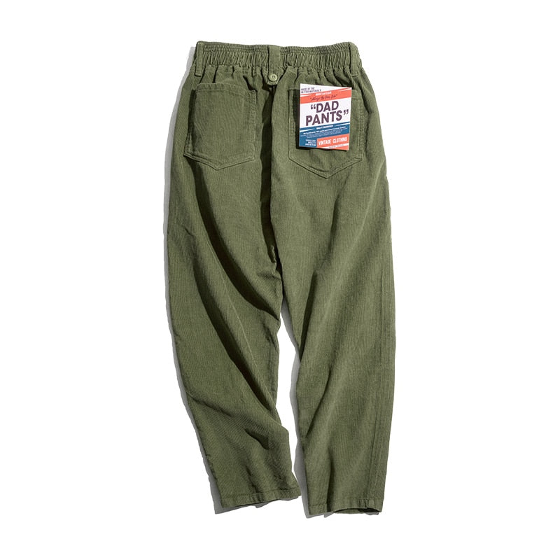 Vintage Brown Corduroy Pants Men Solid  Straight  Pant Cargo Retro Casual KilyClothing