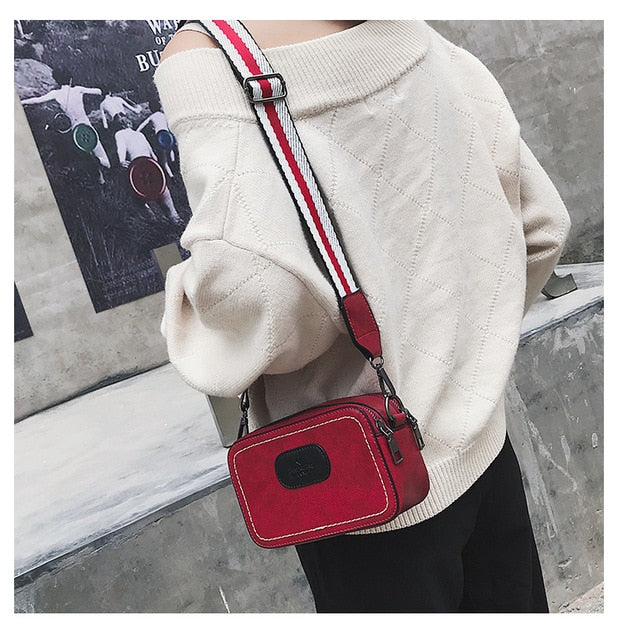 Vintage Printing Wide Strap Crossbody Bags Women Designer Luxury Pu Leather Lady Shoulder Messenger Bag Small Flap Square Female KilyClothing