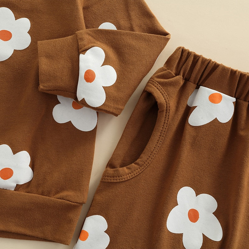 0-4Years Toddler Baby Girl 2Pcs Autumn Clothing Set Long Sleeve O-neck Floral Printed KilyClothing