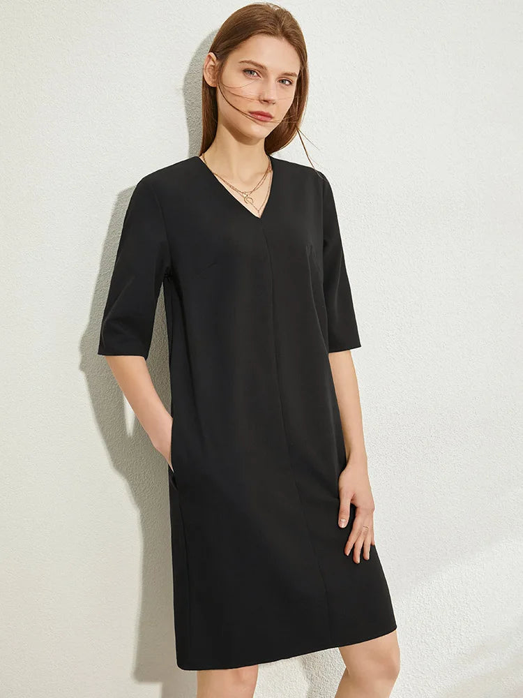 Causal Dress For Women Official Lady Sold V-neck Loose Knee-length Women's Chiffon Dress