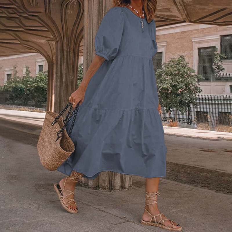 Summer Dress Vintage Sexy Lantern Sleeve Mid-Calf Dress KilyClothing