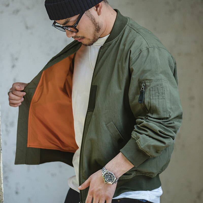 Casual Jackets Green Military Flight Bomber Tank Coat Solid Vintage Monocycle Jacket KilyClothing