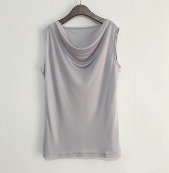 50% Silk 50% Viscose Knit Drape Neck T-Shirts KilyClothing