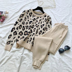 Casual Suit Female Sweatshirt Oversized Leopard Hoodie Outfits Pullover Casual Women's Tracksuit Winter Clothes KilyClothing