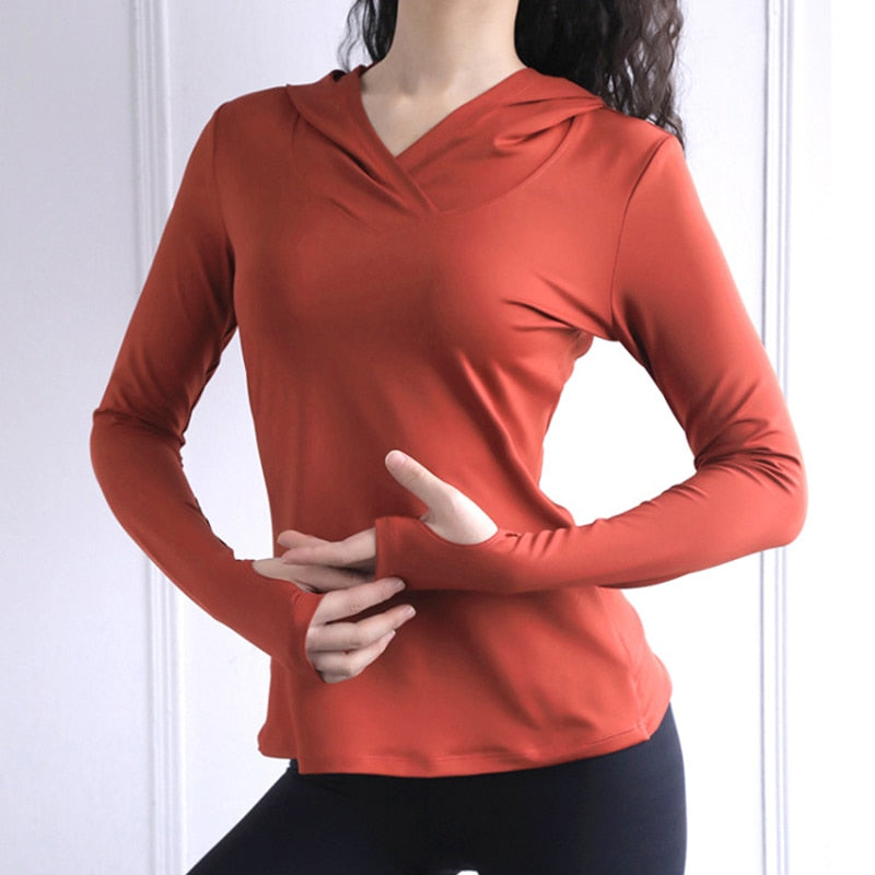 Back Forked Yoga Shirt Long Sleeve Thumb Hole Running T-shirt Mesh Breathable Sport KilyClothing