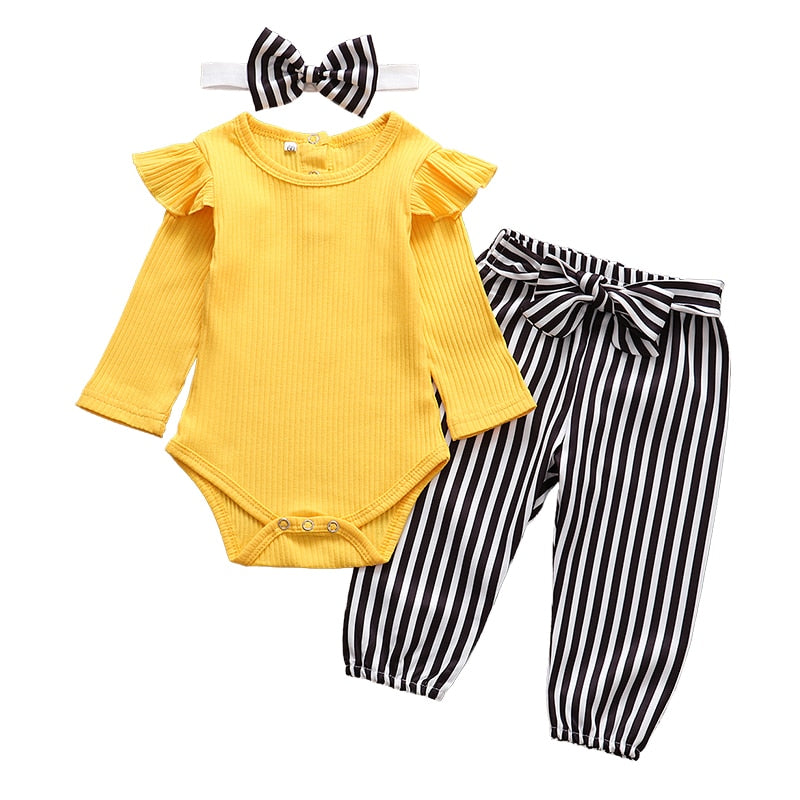Sets Fashion Toddler Outfits Long Sleeve Tops Flower Pants Headband Cute 3Pcs Newborn Infant Clothing KilyClothing