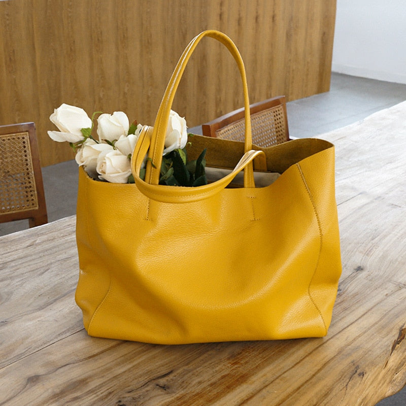 Luxury Bag Genuine Leather Casual Tote Female Fashion Summer Beach Handbag KilyClothing