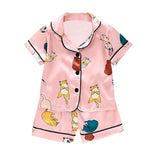 Toddler Silk Satin Pajamas Sleepwear Nightwear Suit Unisex KilyClothing