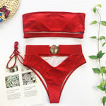 High Waist Hollow Out Swimsuit Women Push Up Bikini Swimwear KilyClothing