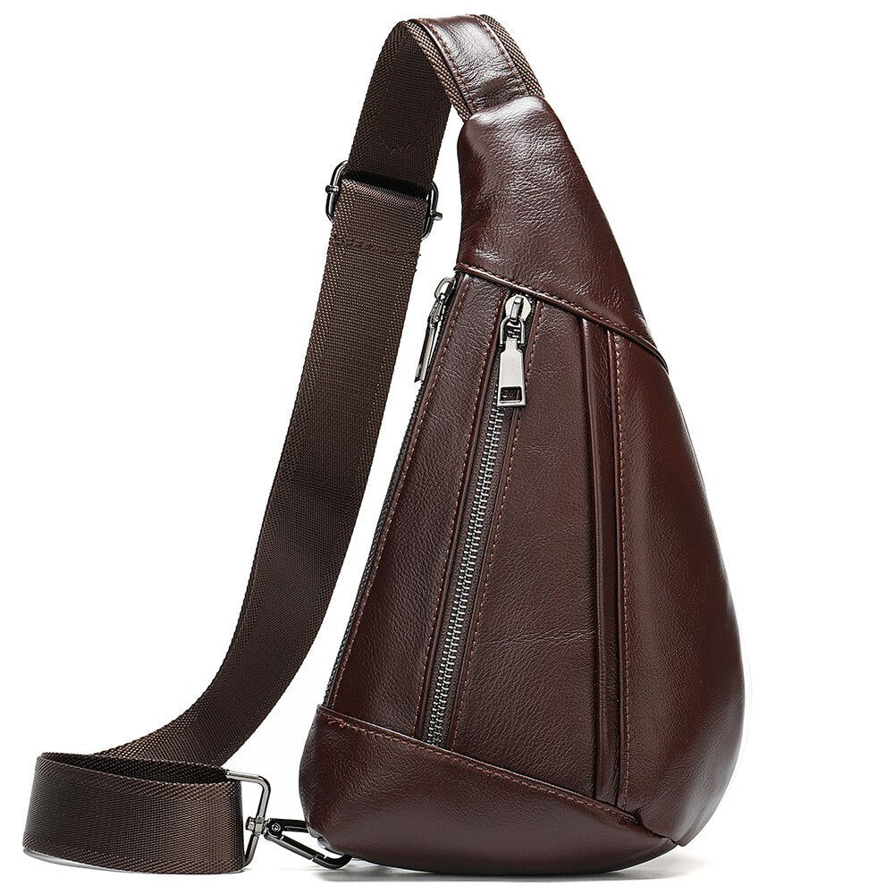 Men's Genuine Leather Chest Pack Man Sling Messenger Bags Belt Small Crossbody Bags KilyClothing