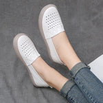 Genuine Leather Loafers for Woman, Flat Shoes, Breathable Slip On Summer Casual Shoes. KilyClothing