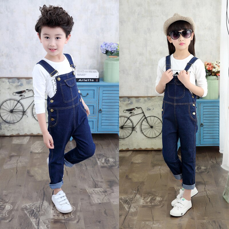 Kids Denim Overalls for Teenagers Spring Jeans Dungarees Girls Pocket Jumpsuit Children Boys Pants For Age 4 5 7 9 11 13 Years KilyClothing