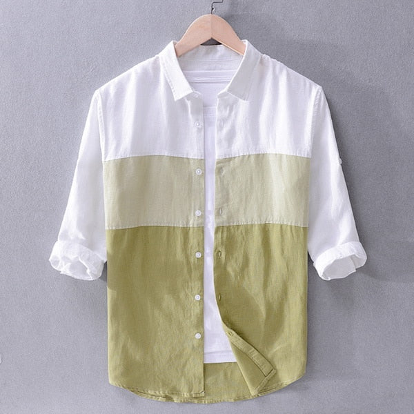 Linen shirts men fashion three-quarter sleeve casual flax shirt KilyClothing