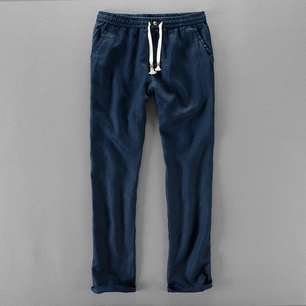 New Italy 100% Linen pants men loose elastic waist trousers KilyClothing