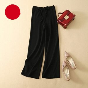 Soft Waxy Comfortable High-Waist Cashmere Knitted Trousers Casual Wide Leg Pants KilyClothing