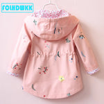 Girls Windbreaker Coat Jackets Baby Kids Flower Embroidery Hooded Outwear For Baby Kids Coats Jacket Clothing KilyClothing