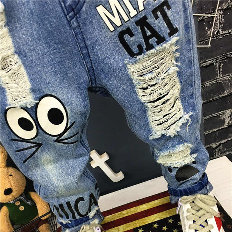 Baby Boys Girls Jeans Cartoon Cat and Mouse 2-7yrs Boys Jeans Brand Children Clothing Kids Jeans Children Casual Pants KilyClothing
