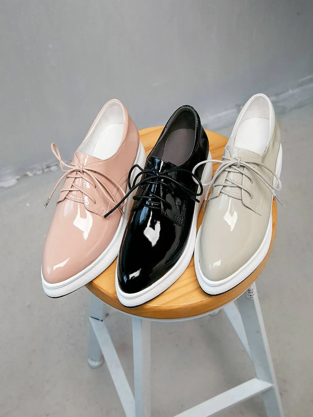 Genuine leather shoes for woman, lace up sneakers, thick high bottom, platform daily wear increased vulcanized shoes, KilyClothing